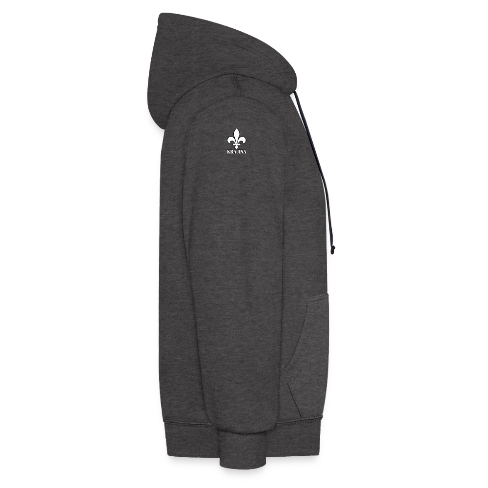 AWDis Just Hoods Kontrast-Hoodie Unisex – KRAJINA mit bosnischen Lilien | Brust- & Schulterprint - Anthrazit/Schwarz