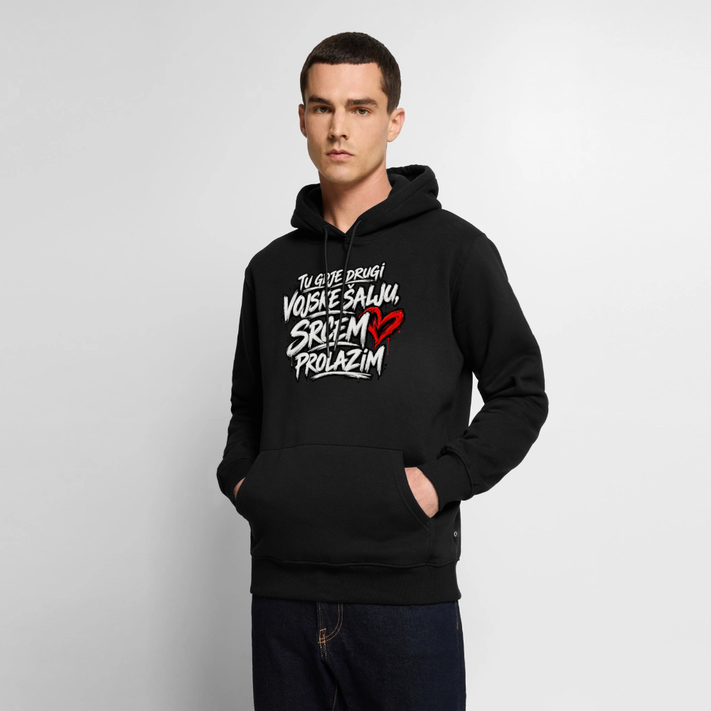 Männer Premium Hoodie - tu gdje drugi vojske salju srcem prolazim - Schwarz