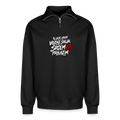 Relaxed Unisex Organic Half Zip Sweatshirt – Tu gdje drugi vojske salju srcem prolazim - Schwarz