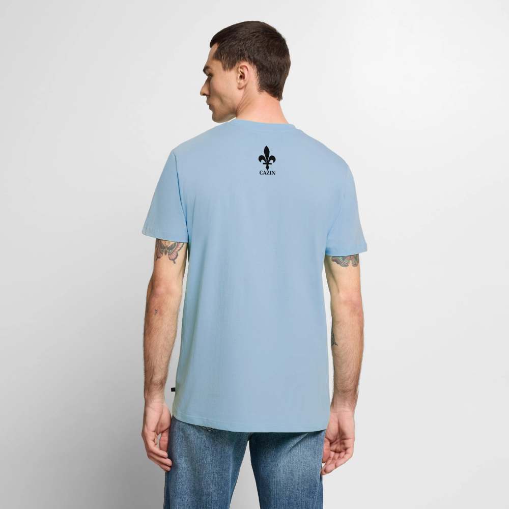 CAZIN Premium T-Shirt Herren – Bosnische Lilie | Brust- & Rückenprint - Hellblau