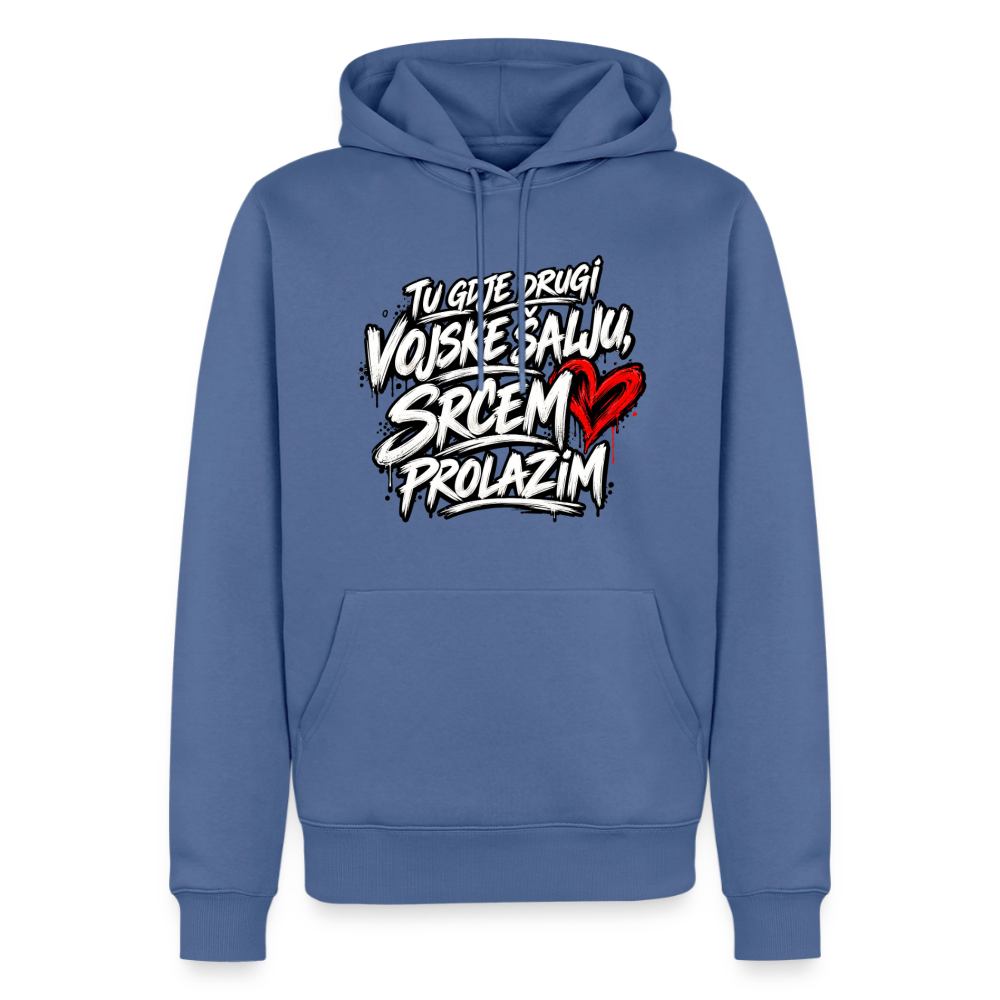 Männer Premium Hoodie - tu gdje drugi vojske salju srcem prolazim - Taubenblau