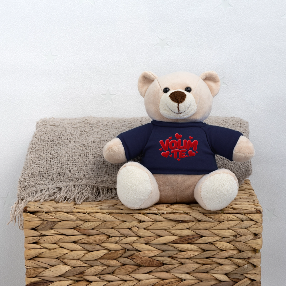 Kuschelteddy mit „VOLIM TE“ Design – Süßer Liebesbär mit T-Shirt - French Navy