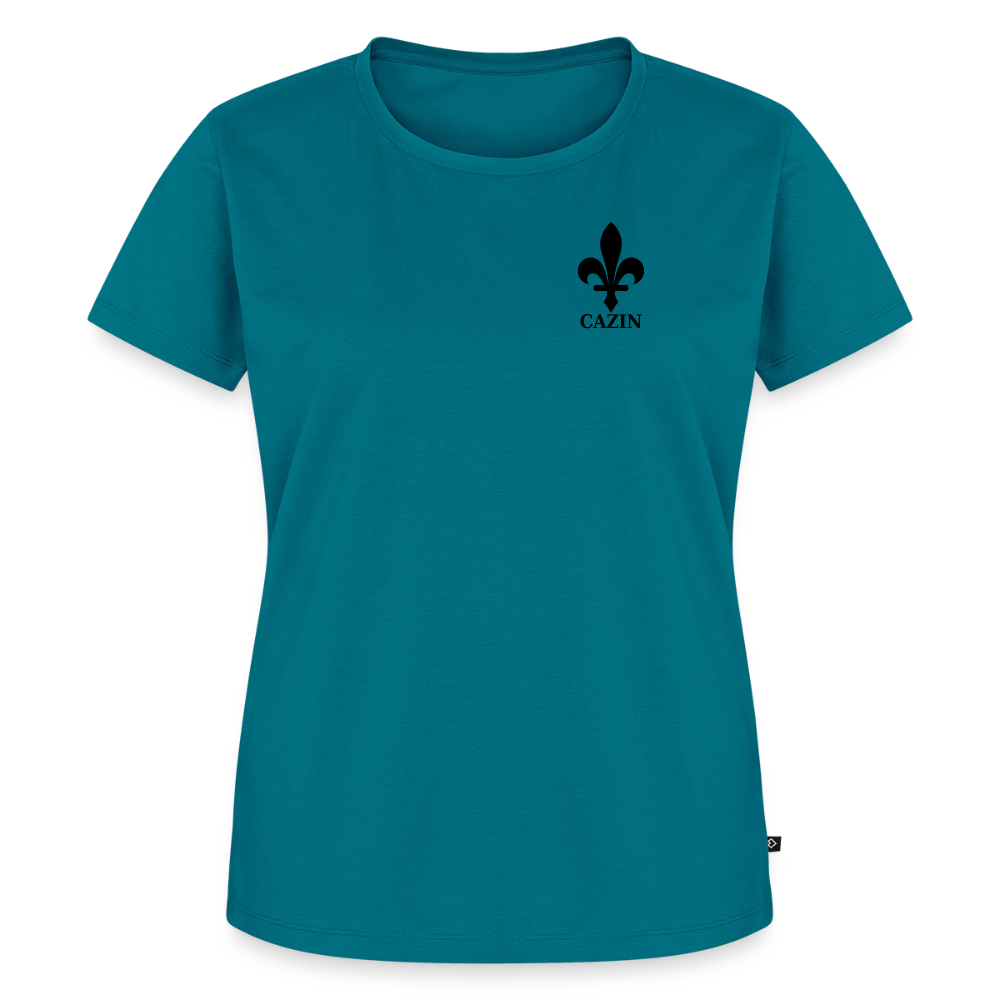 CAZIN Premium T-Shirt Frauen – Bosnische Lilie | Left-Chest-Print - Petrol