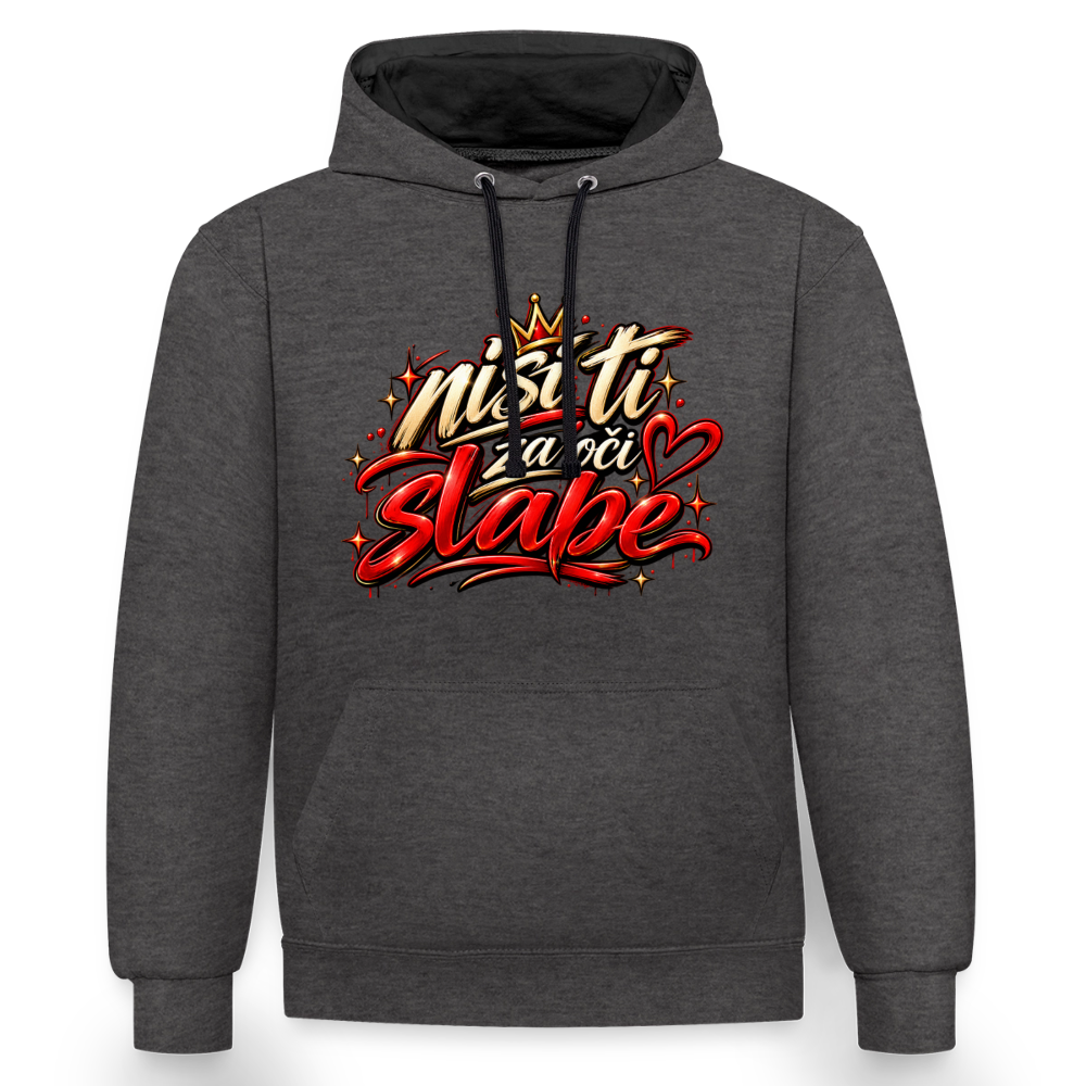 Kontrast-Hoodie - Nisi ti za oci slabe - Anthrazit/Schwarz