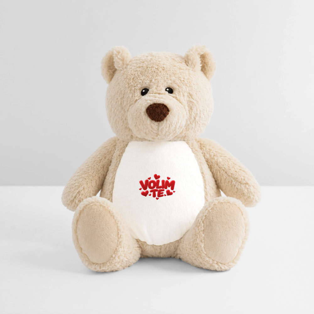 VOLIM TE Kuschelteddy 32 cm mit Herz-Design - Weiß/Mittelbraun