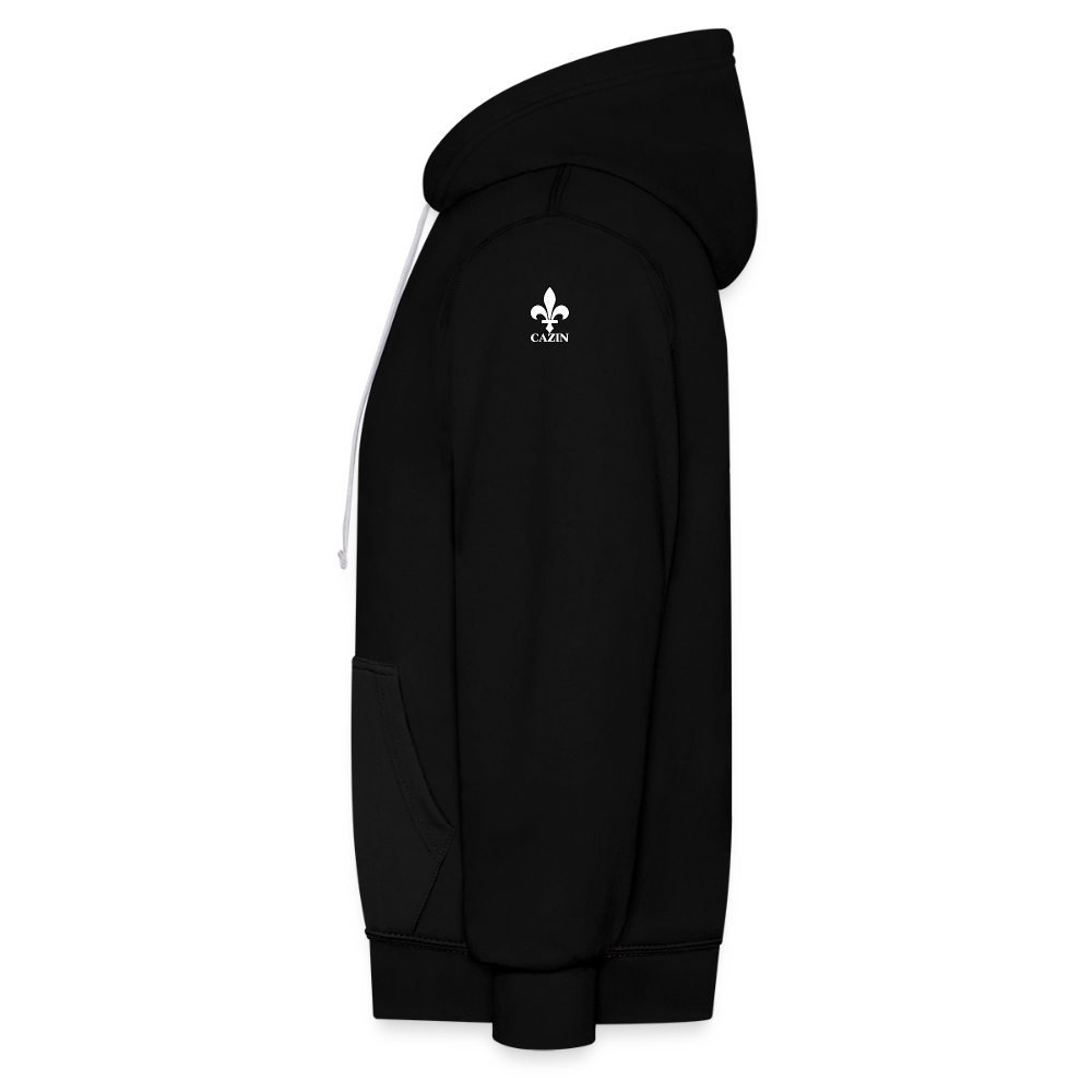 AWDis Just Hoods Kontrast-Hoodie Unisex – CAZIN mit bosnischen Lilien | Brust- & Schulterprint - Schwarz/Grau meliert