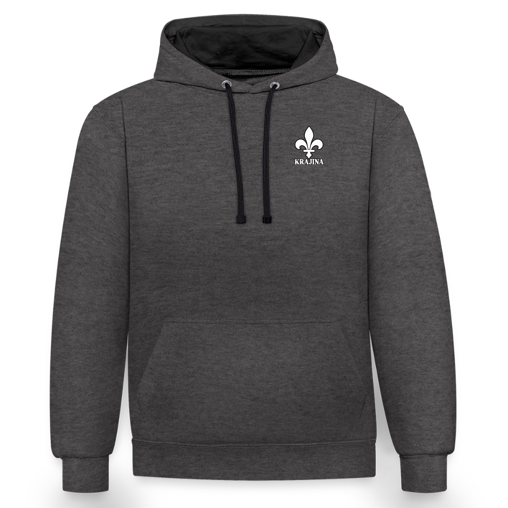AWDis Just Hoods Kontrast-Hoodie Unisex – KRAJINA mit bosnischen Lilien | Brust- & Schulterprint - Anthrazit/Schwarz