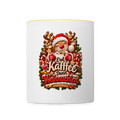 Weihnachtstasse 🎄 Erst Kaffee, dann Weihnachten – Lustige Kaffeetasse 325 ml - Weiß/Gelb
