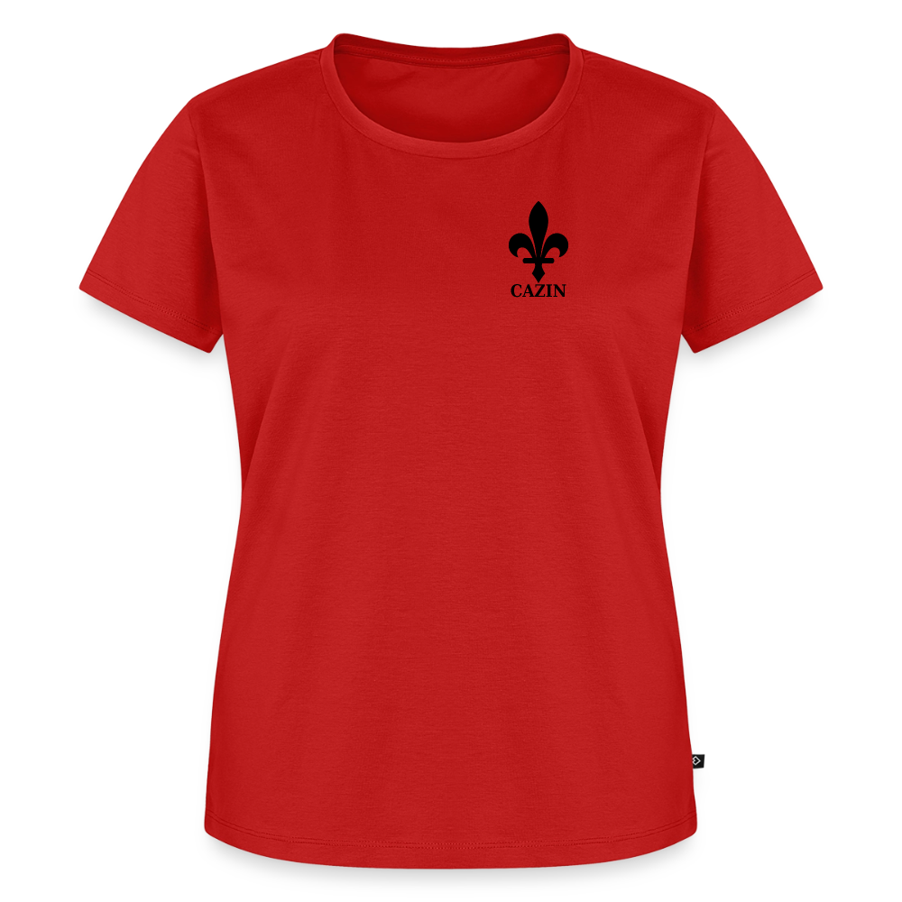 CAZIN Premium T-Shirt Frauen – Bosnische Lilie | Brust- & Rückenprint - Rot