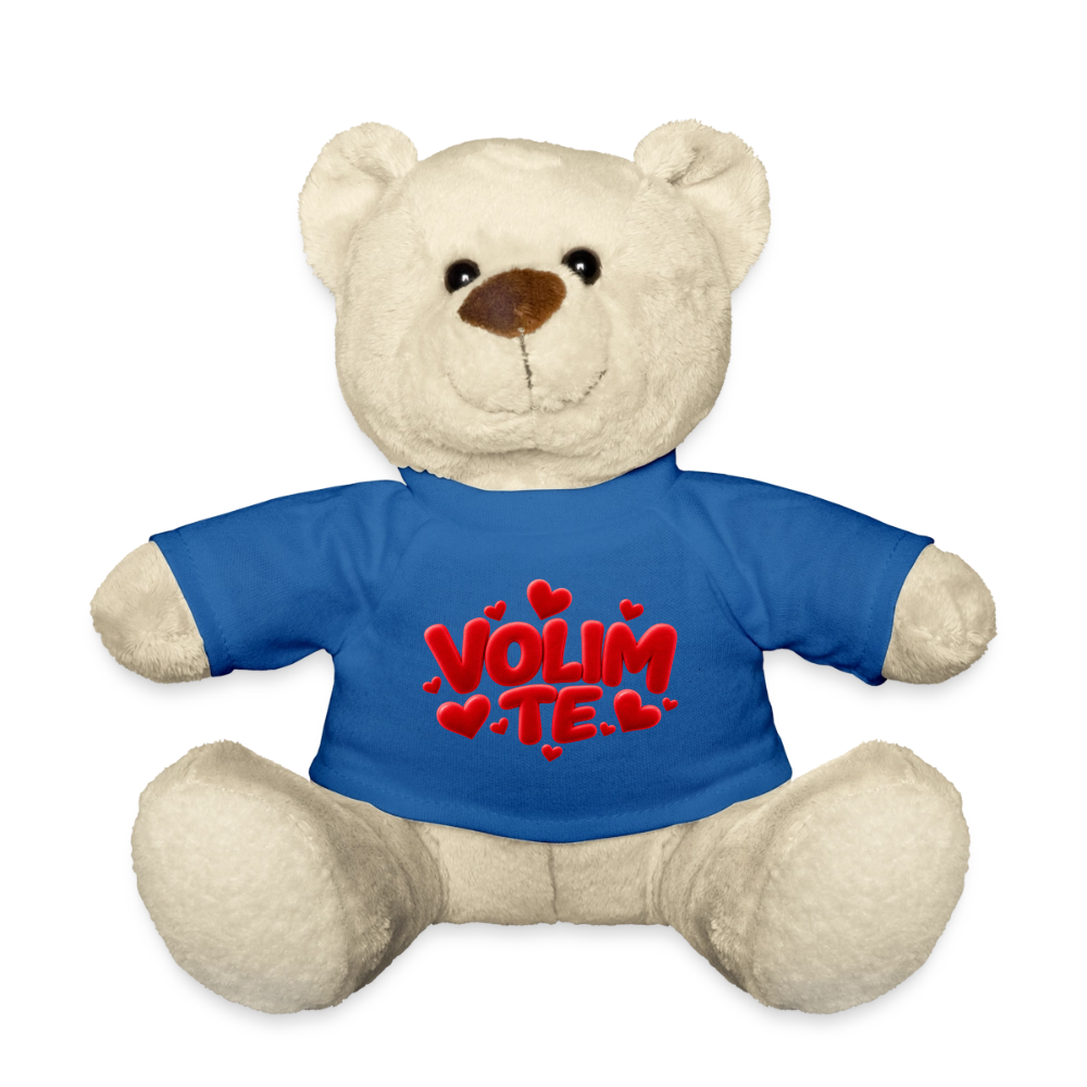 Kuschelteddy mit „VOLIM TE“ Design – Süßer Liebesbär mit T-Shirt - Königsblau