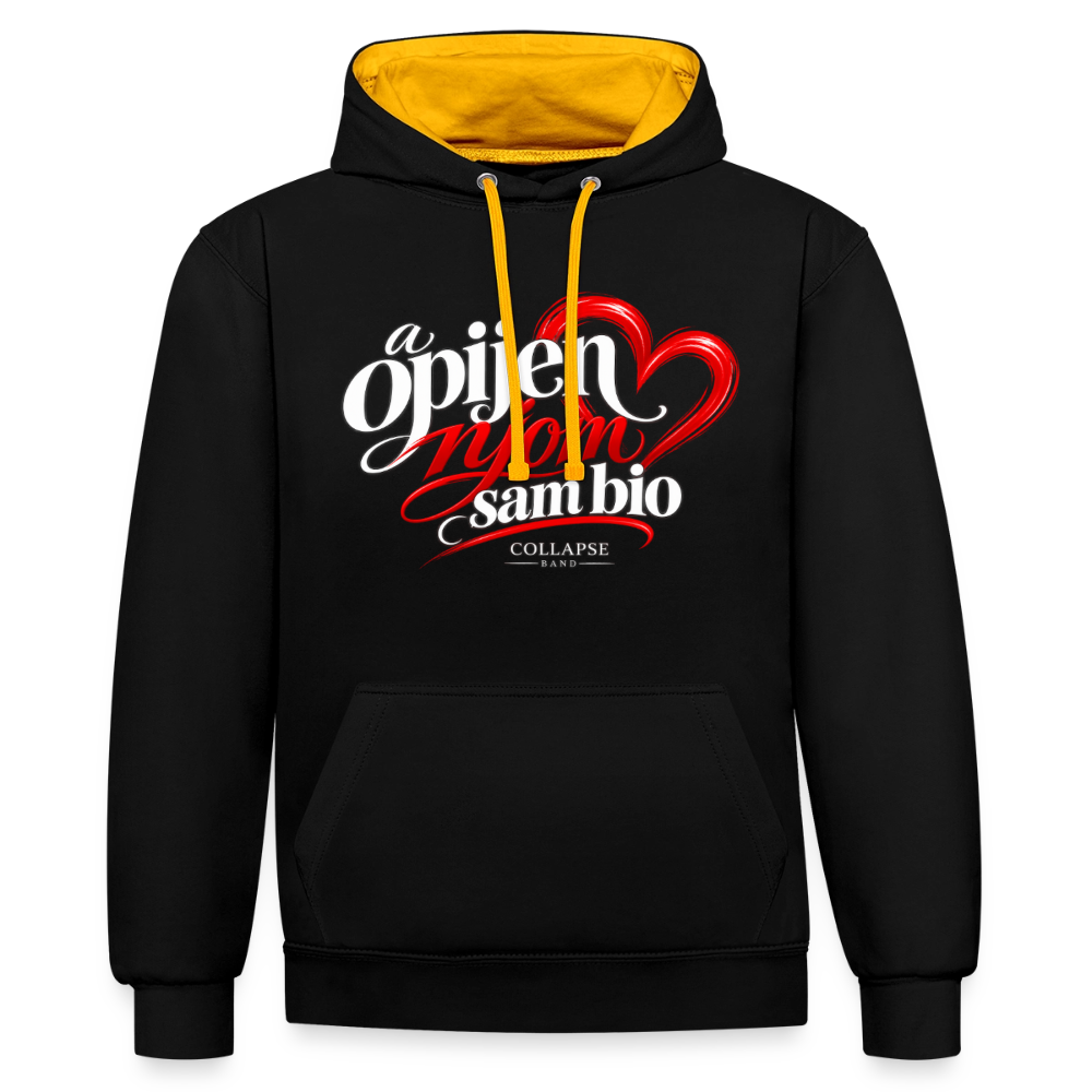 Kontrast-Hoodie - Opijen njom sam bio - Schwarz/Gold