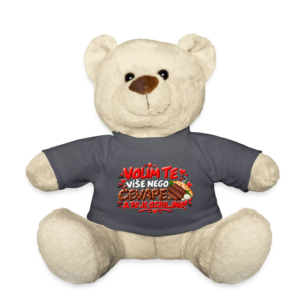 VOLIM TE VIŠE NEGO ĆEVAPE ❤️🧸 – Süßer Kuschelteddy 20 cm - Anthrazit