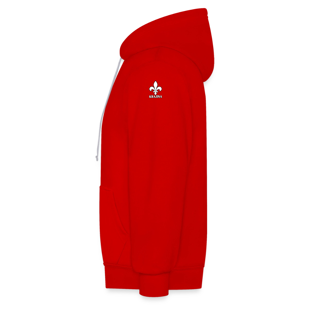 AWDis Just Hoods Kontrast-Hoodie Unisex – KRAJINA mit bosnischen Lilien | Brust- & Schulterprint - Rot/Weiß