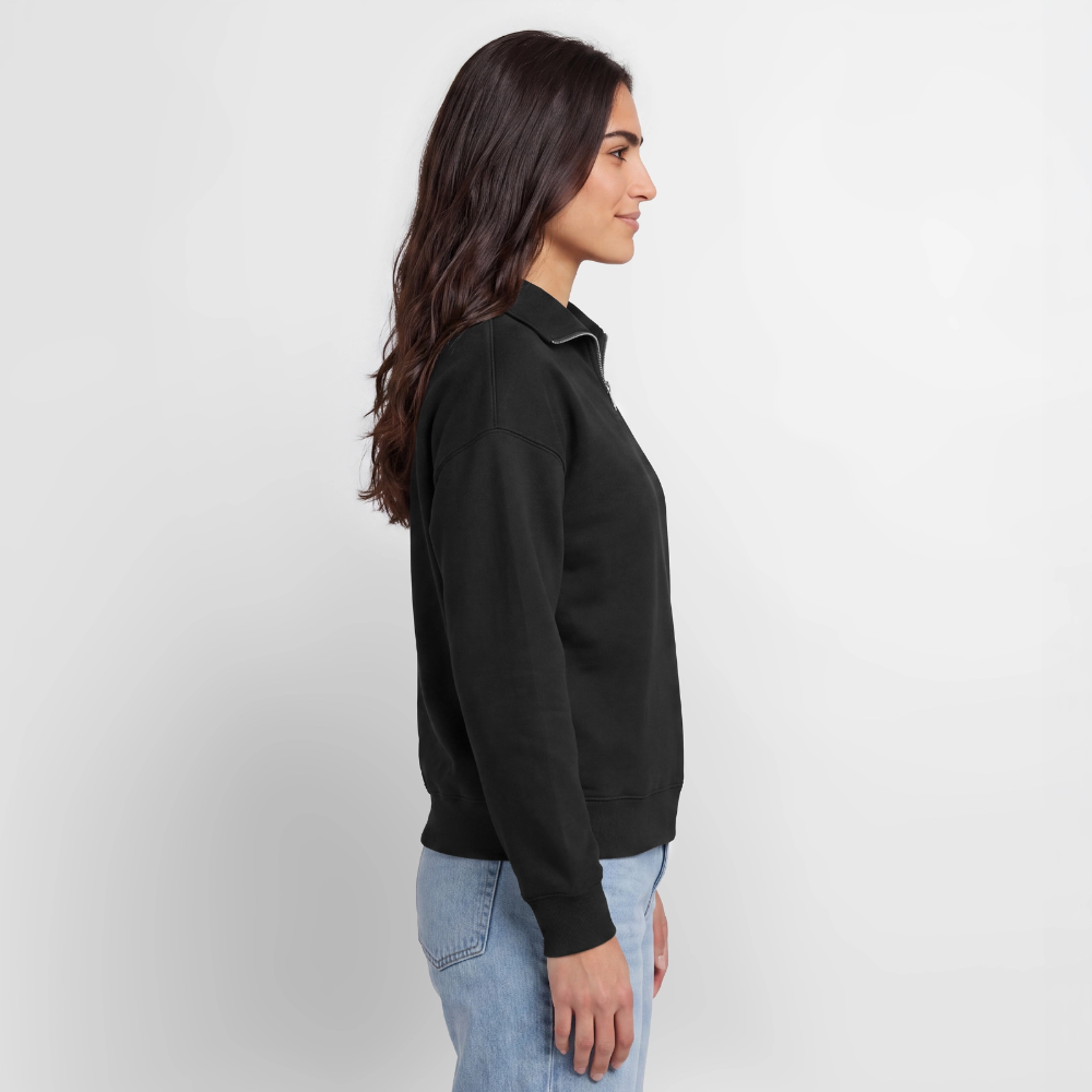 KRAJINA Premium Half-Zip Hoodie – Bosnische Lilie mit dezentem Brustprint | SPREAD - Schwarz