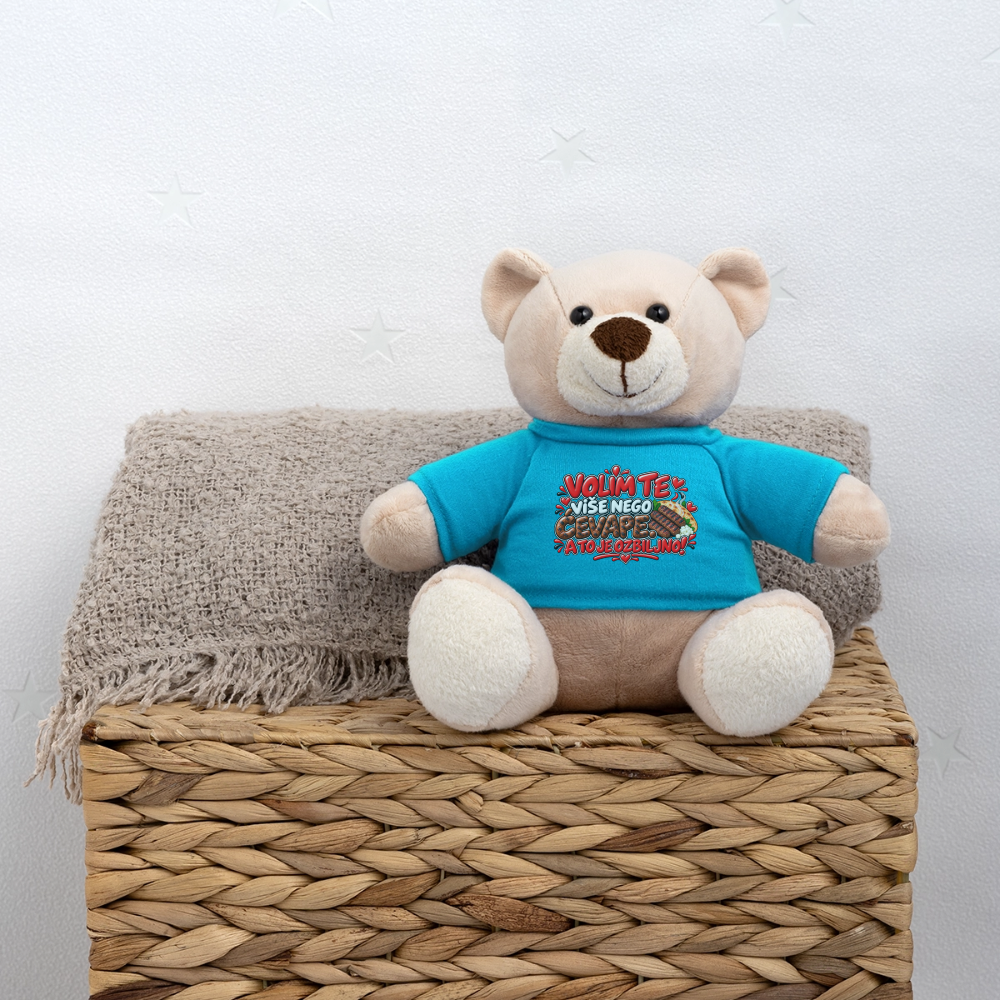 VOLIM TE VIŠE NEGO ĆEVAPE ❤️🧸 – Süßer Kuschelteddy 20 cm - Atollblau