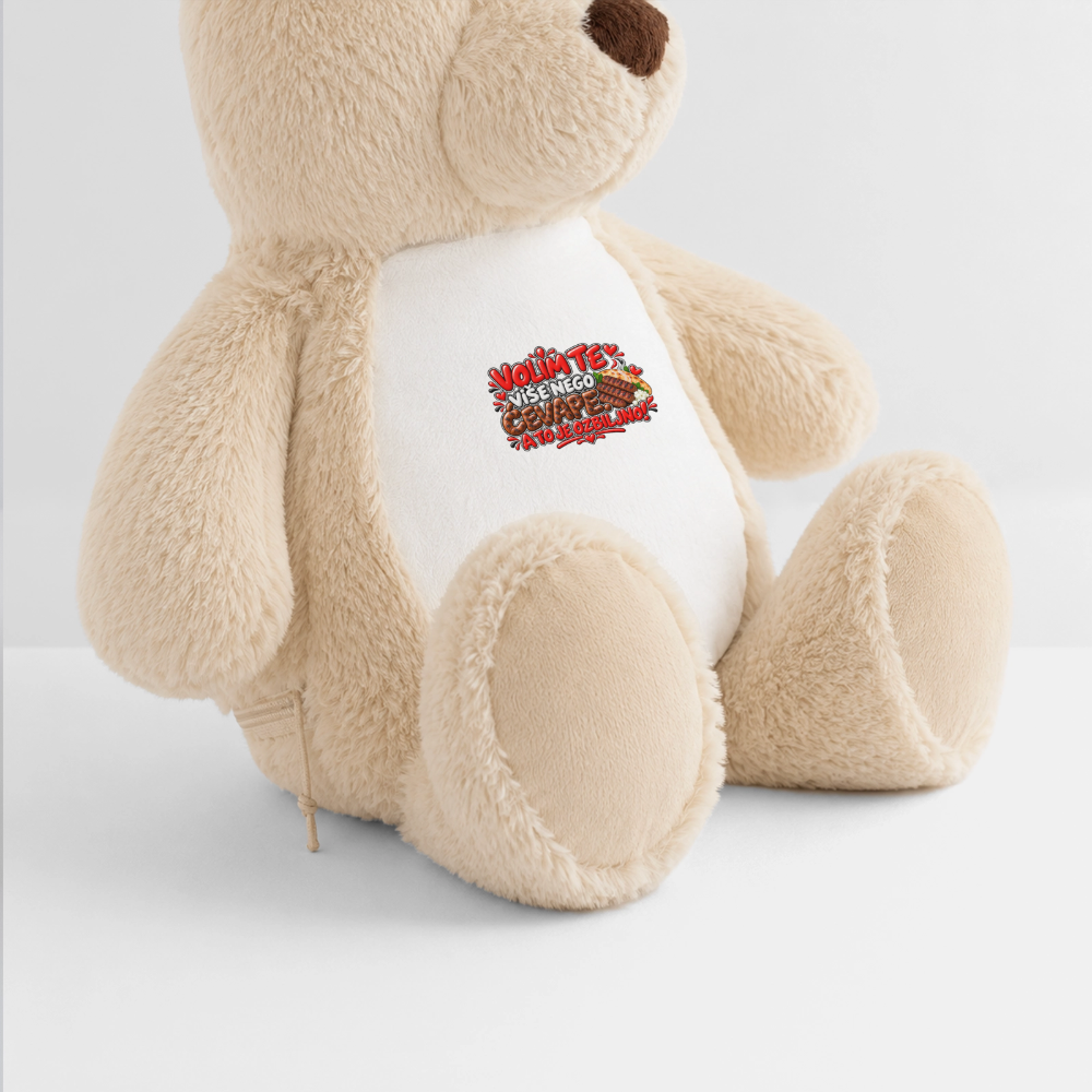 VOLIM TE VIŠE NEGO ĆEVAPE ❤️🧸 – Großer Kuschelteddy 32 cm - Weiß/Mittelbraun