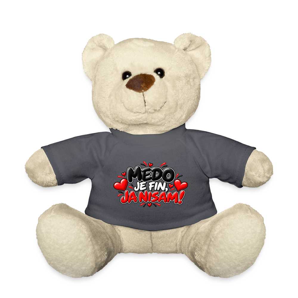 MEDO JE FIN, JA NISAM 😈🧸 – Lustiger Kuschelteddy 20 cm mit Balkan-Spruch | Geschenkidee - Anthrazit