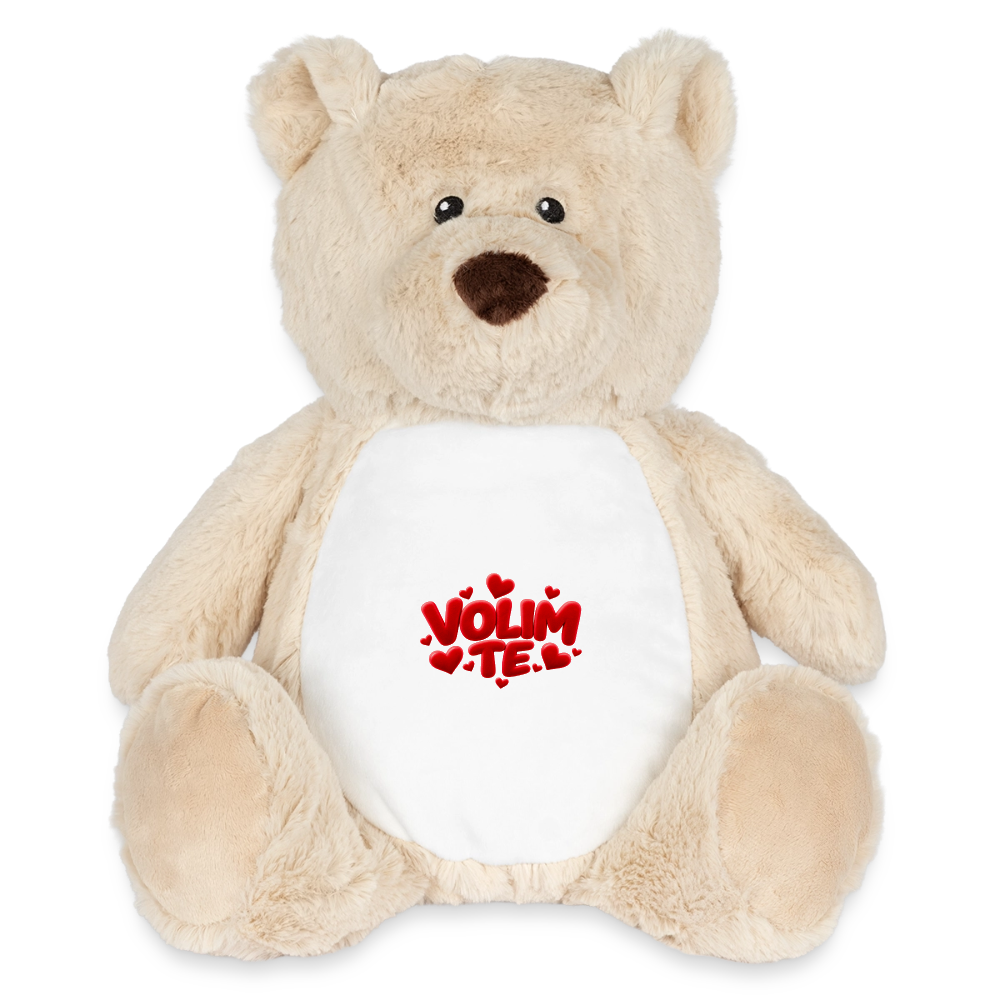 VOLIM TE Kuschelteddy 32 cm mit Herz-Design - Weiß/Mittelbraun