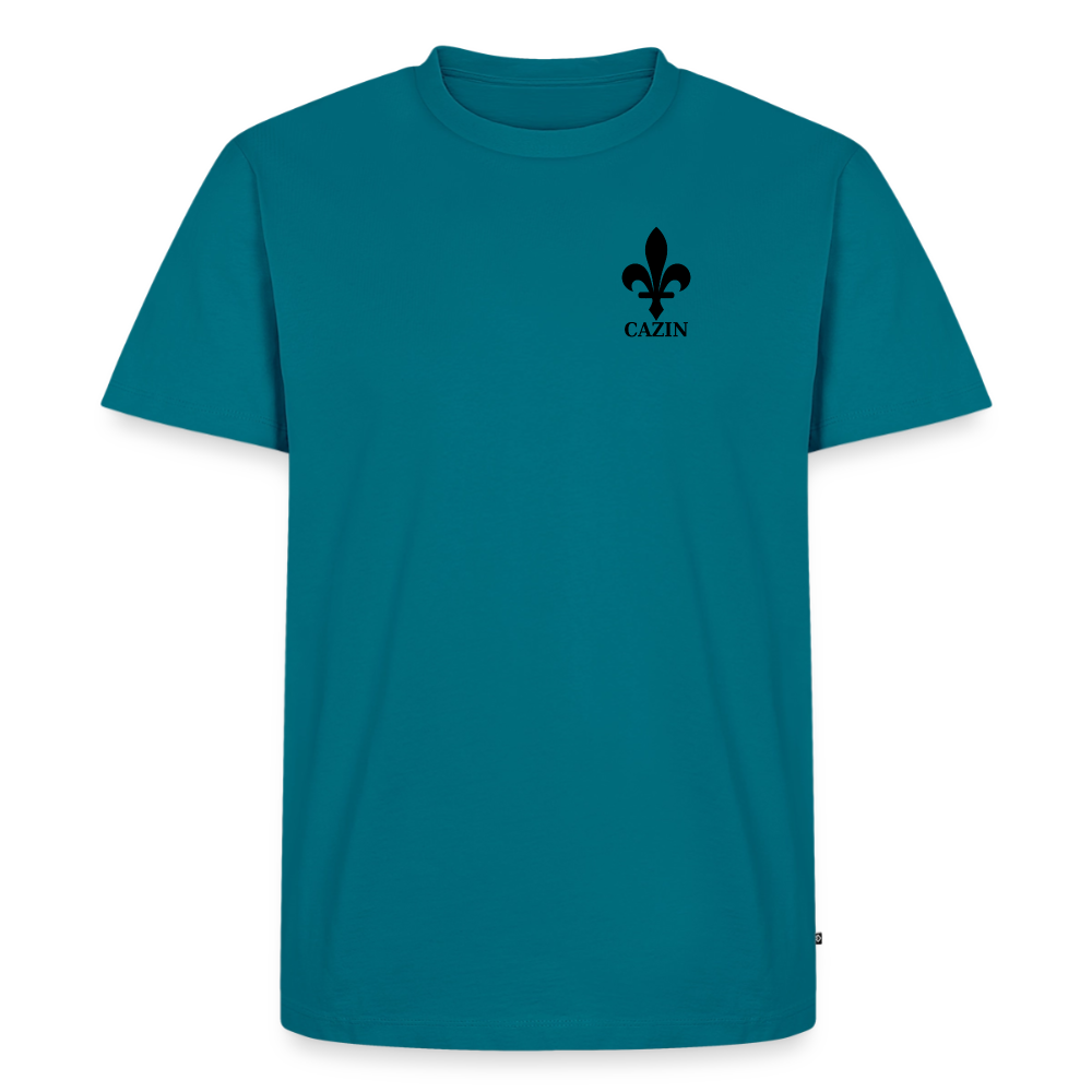 CAZIN Premium T-Shirt Herren – Bosnische Lilie | Brust- & Rückenprint - Petrol