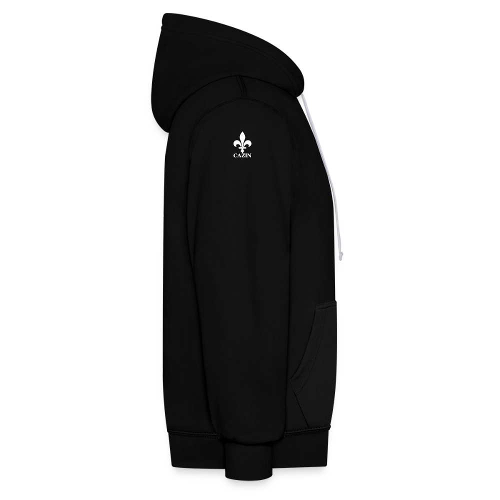 AWDis Just Hoods Kontrast-Hoodie Unisex – CAZIN mit bosnischen Lilien | Brust- & Schulterprint - Schwarz/Grau meliert