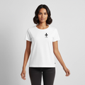 CAZIN Premium T-Shirt Frauen – Bosnische Lilie | Brust- & Rückenprint - Weiß