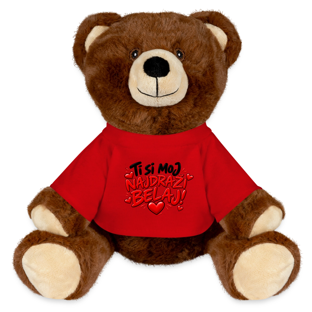 Ti si moj najdrazi belaj Kuschelteddy MiniFeet® – Nachhaltiger Teddybär mit Herz-Design - Rot