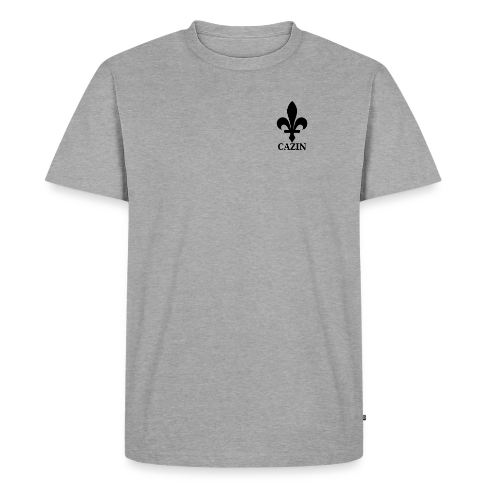 CAZIN Premium T-Shirt Herren – Bosnische Lilie | Brust- & Rückenprint - Grau meliert