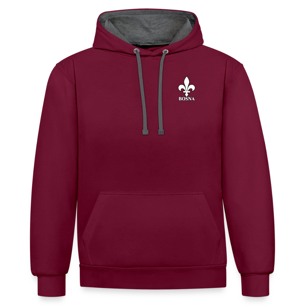 BOSNA Hoodie mit Lilie – AWDis Just Hoods Kontrast-Hoodie mit Ärmelprints - Weinrot/Anthrazit