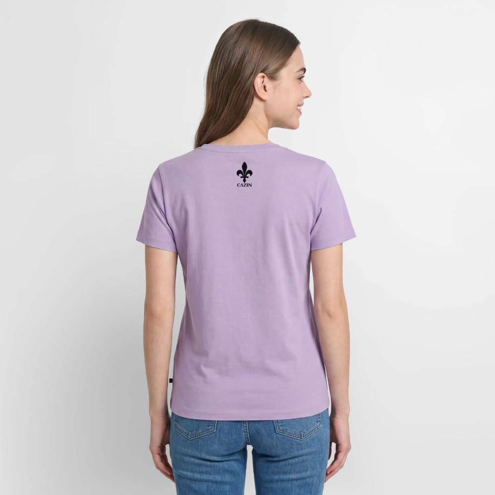 CAZIN Premium T-Shirt Frauen – Bosnische Lilie | Brust- & Rückenprint - Lavendel