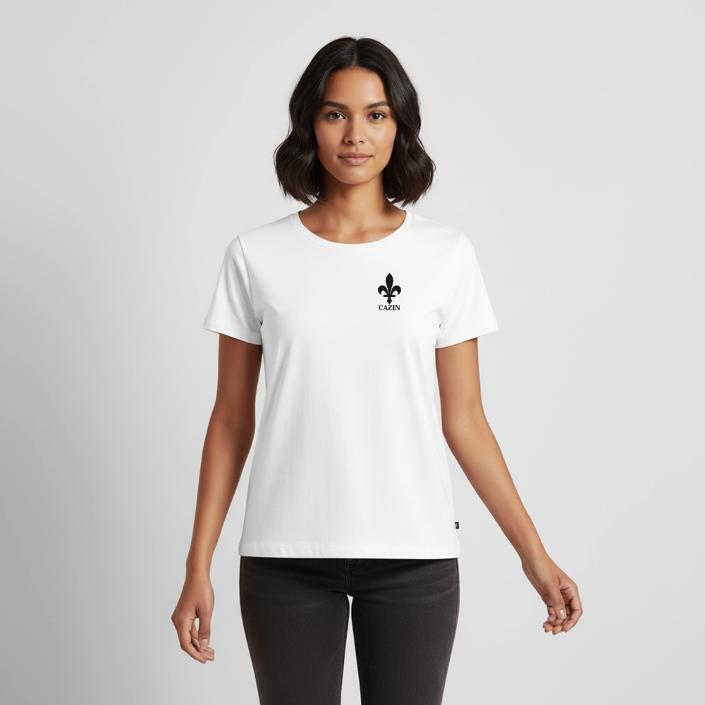 CAZIN Premium T-Shirt Frauen – Bosnische Lilie | Left-Chest-Print - Weiß