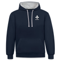 AWDis Just Hoods Kontrast-Hoodie Unisex – KRAJINA mit bosnischer Lilie | Brustprint - Navy/Grau meliert