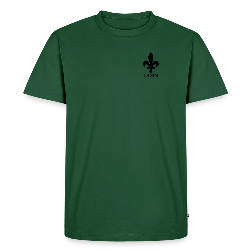 CAZIN Premium T-Shirt Herren – Bosnische Lilie | Brust- & Rückenprint - Flaschengrün