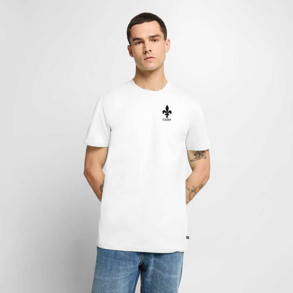 CAZIN Premium T-Shirt Herren – Bosnische Lilie | Brust- & Rückenprint - Weiß