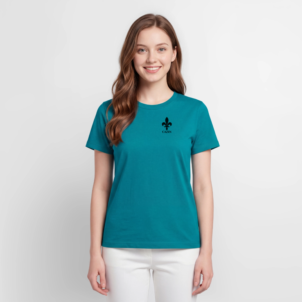 CAZIN Premium T-Shirt Frauen – Bosnische Lilie | Left-Chest-Print - Petrol