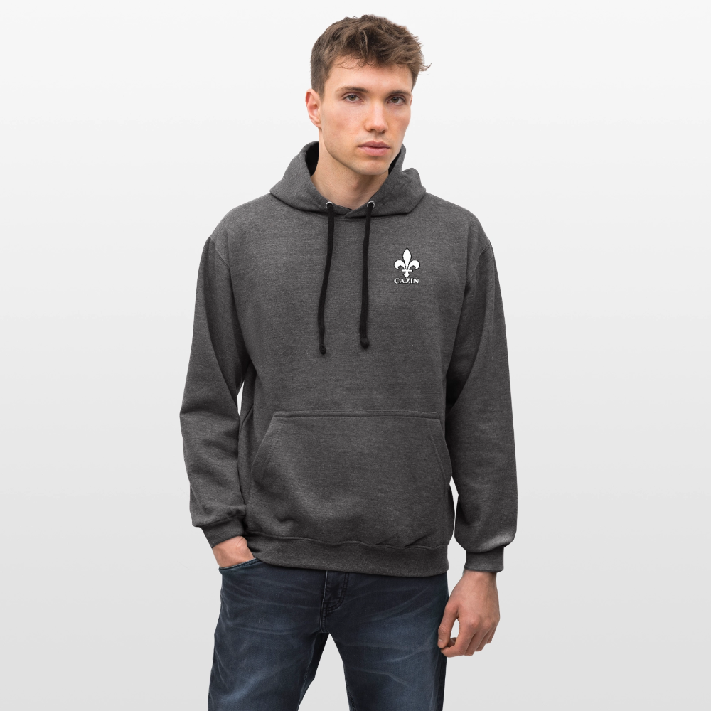 AWDis Just Hoods Kontrast-Hoodie Unisex – CAZIN mit bosnischer Lilie | Brustprint - Anthrazit/Schwarz
