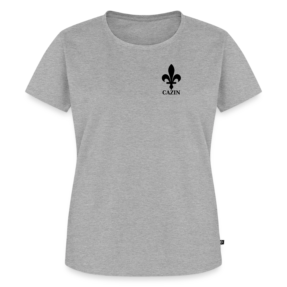 CAZIN Premium T-Shirt Frauen – Bosnische Lilie | Brust- & Rückenprint - Grau meliert