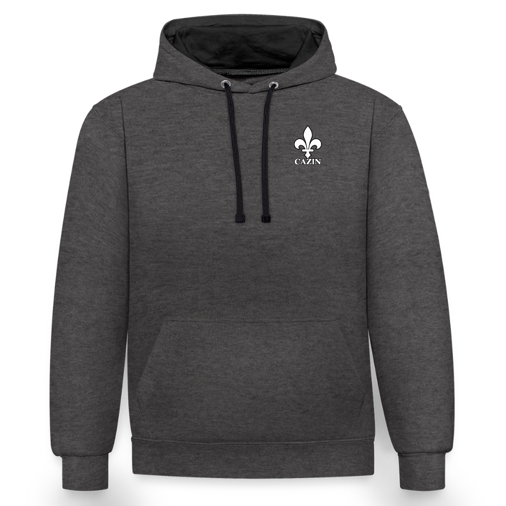 AWDis Just Hoods Kontrast-Hoodie Unisex – CAZIN mit bosnischen Lilien | Brust- & Schulterprint - Anthrazit/Schwarz