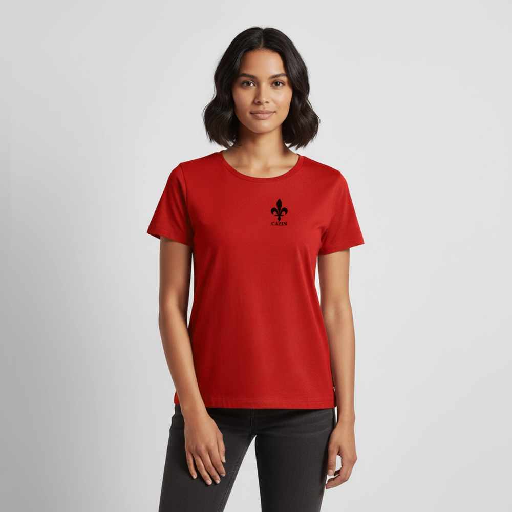 CAZIN Premium T-Shirt Frauen – Bosnische Lilie | Brust- & Rückenprint - Rot