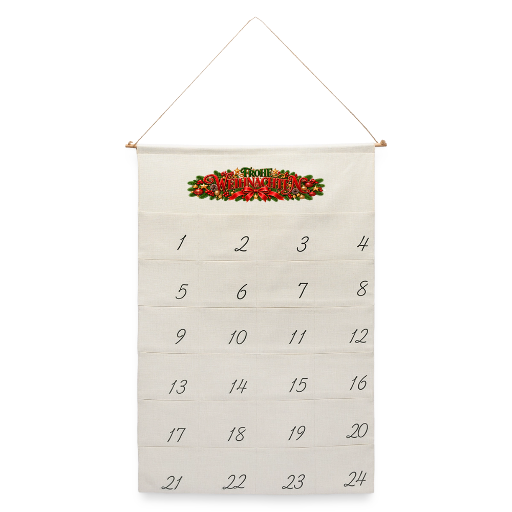 Adventskalender zum Befüllen – Frohe Weihnachten | 24 Taschen - Naturweiß
