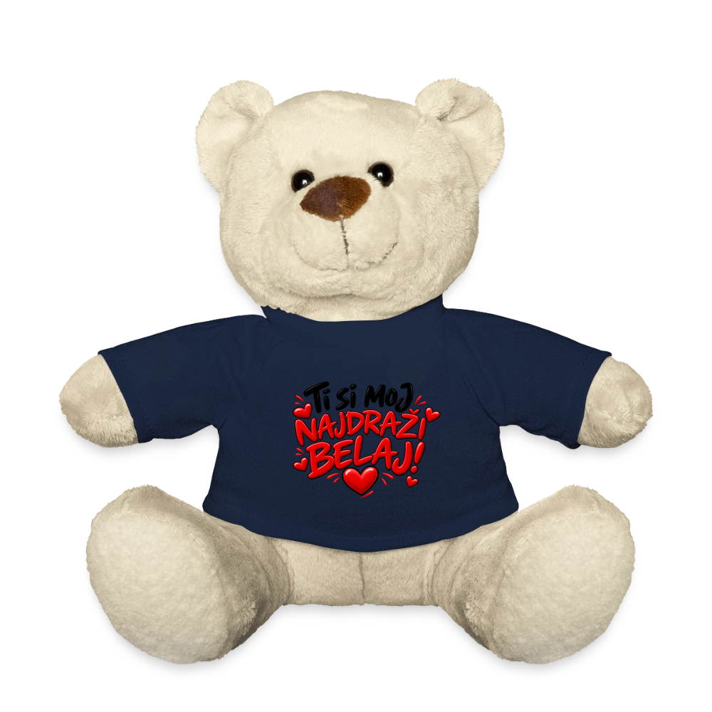 Kuschelteddy mit „Ti si moj najdrazi belaj“ Design – Süßer Liebesbär mit T-Shirt - French Navy