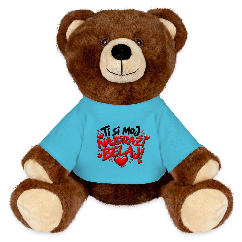 Ti si moj najdrazi belaj Kuschelteddy MiniFeet® – Nachhaltiger Teddybär mit Herz-Design - Atollblau