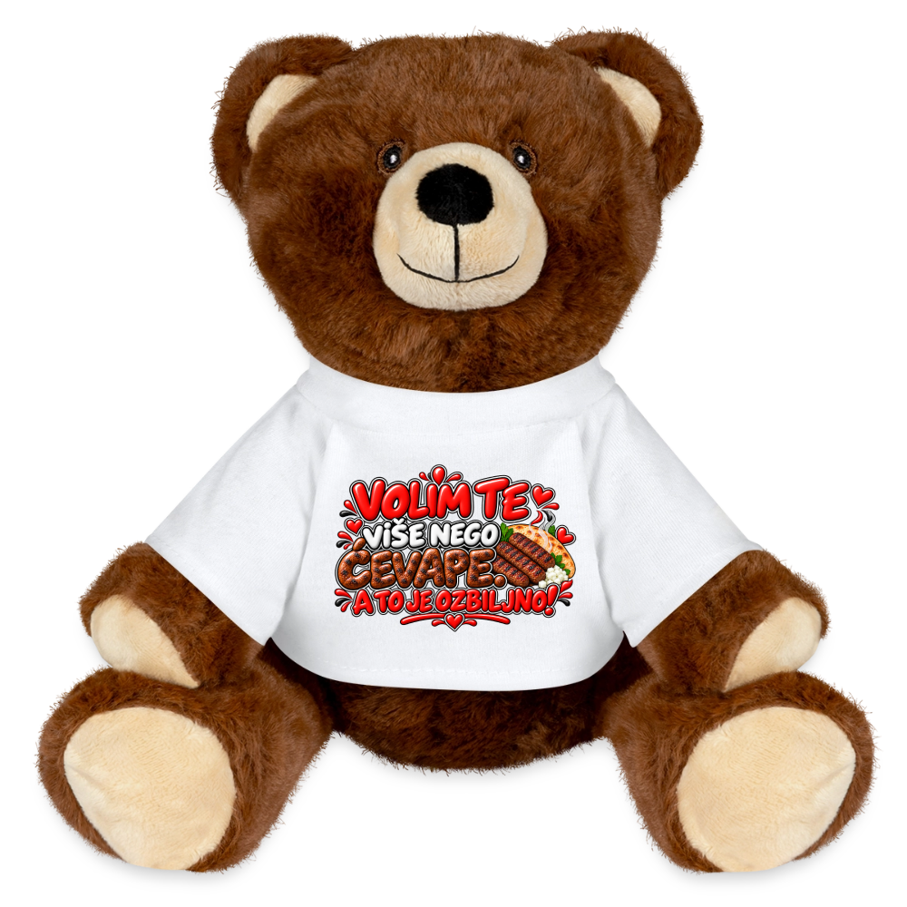 VOLIM TE VIŠE NEGO ĆEVAPE ❤️🧸 – MiniFeet® Kuschelteddy | Lustiges Balkan-Liebesgeschenk - Weiß