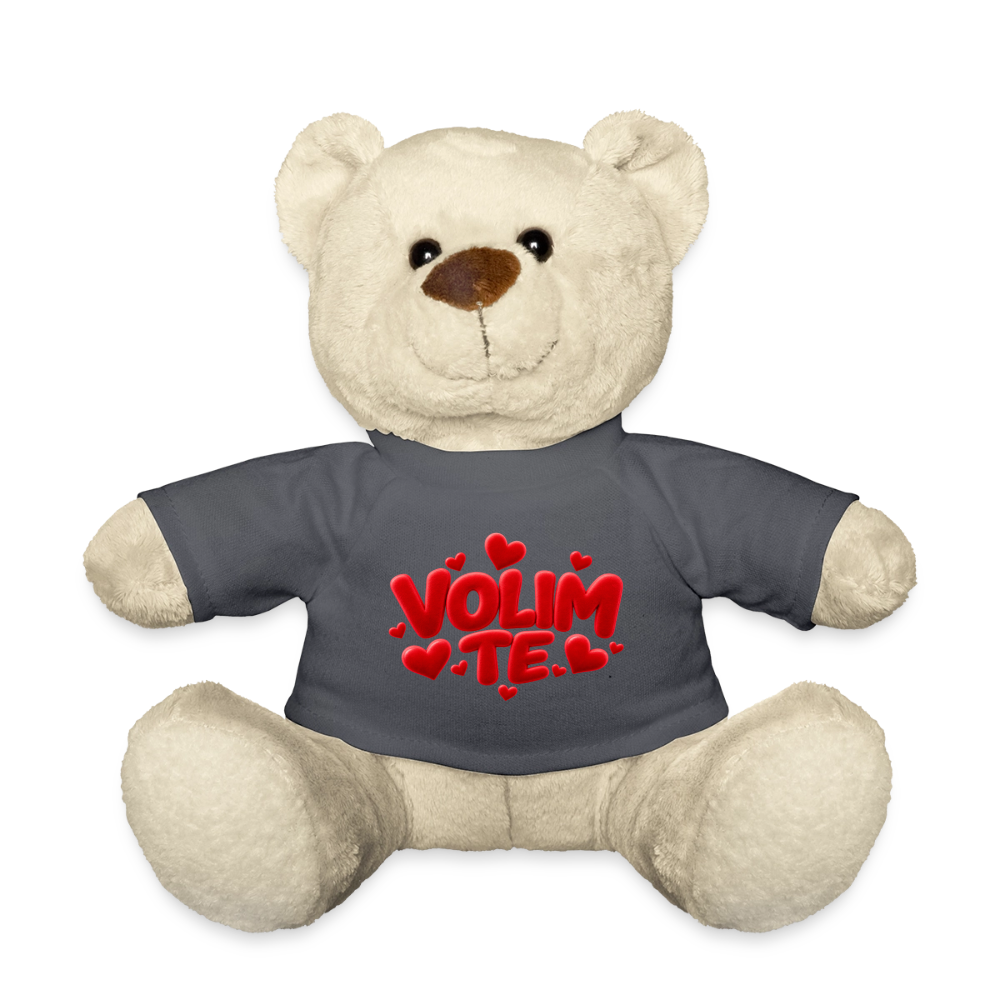 Kuschelteddy mit „VOLIM TE“ Design – Süßer Liebesbär mit T-Shirt - Anthrazit