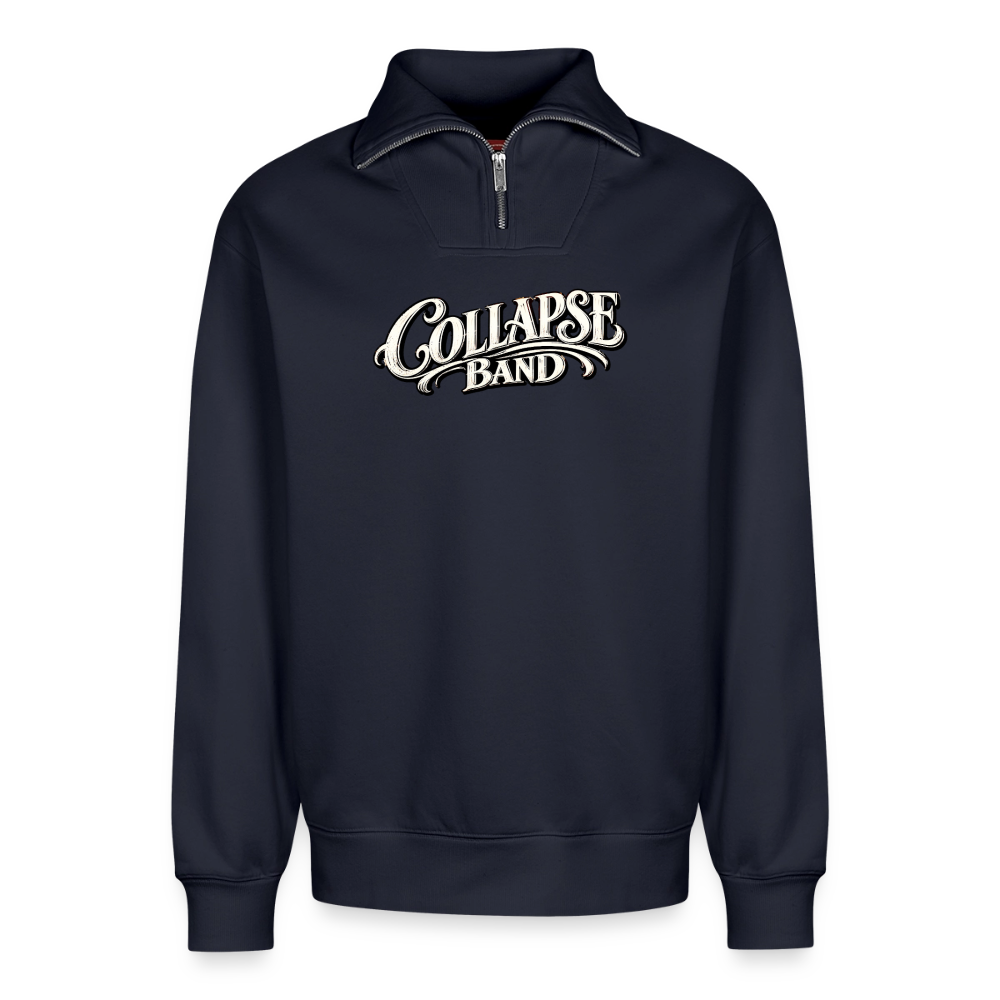 Relaxed Unisex Organic Half Zip Sweatshirt – Collapse band street - Navy