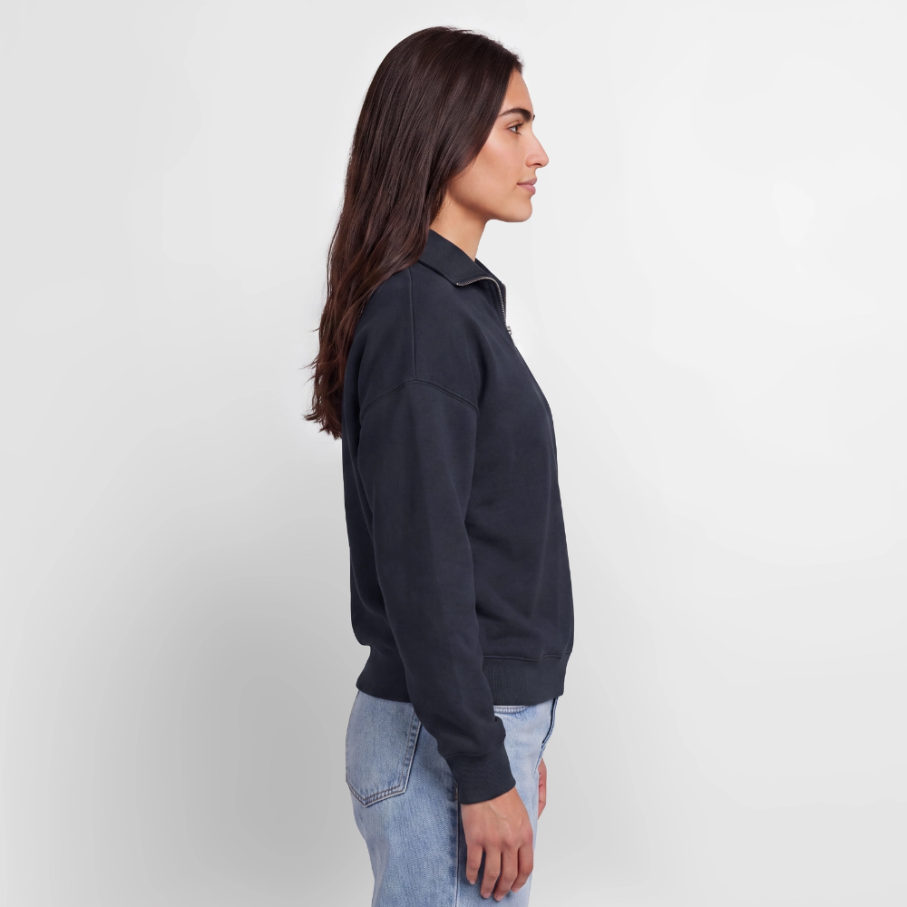 KRAJINA Premium Half-Zip Hoodie – Bosnische Lilie mit dezentem Brustprint | SPREAD - Navy