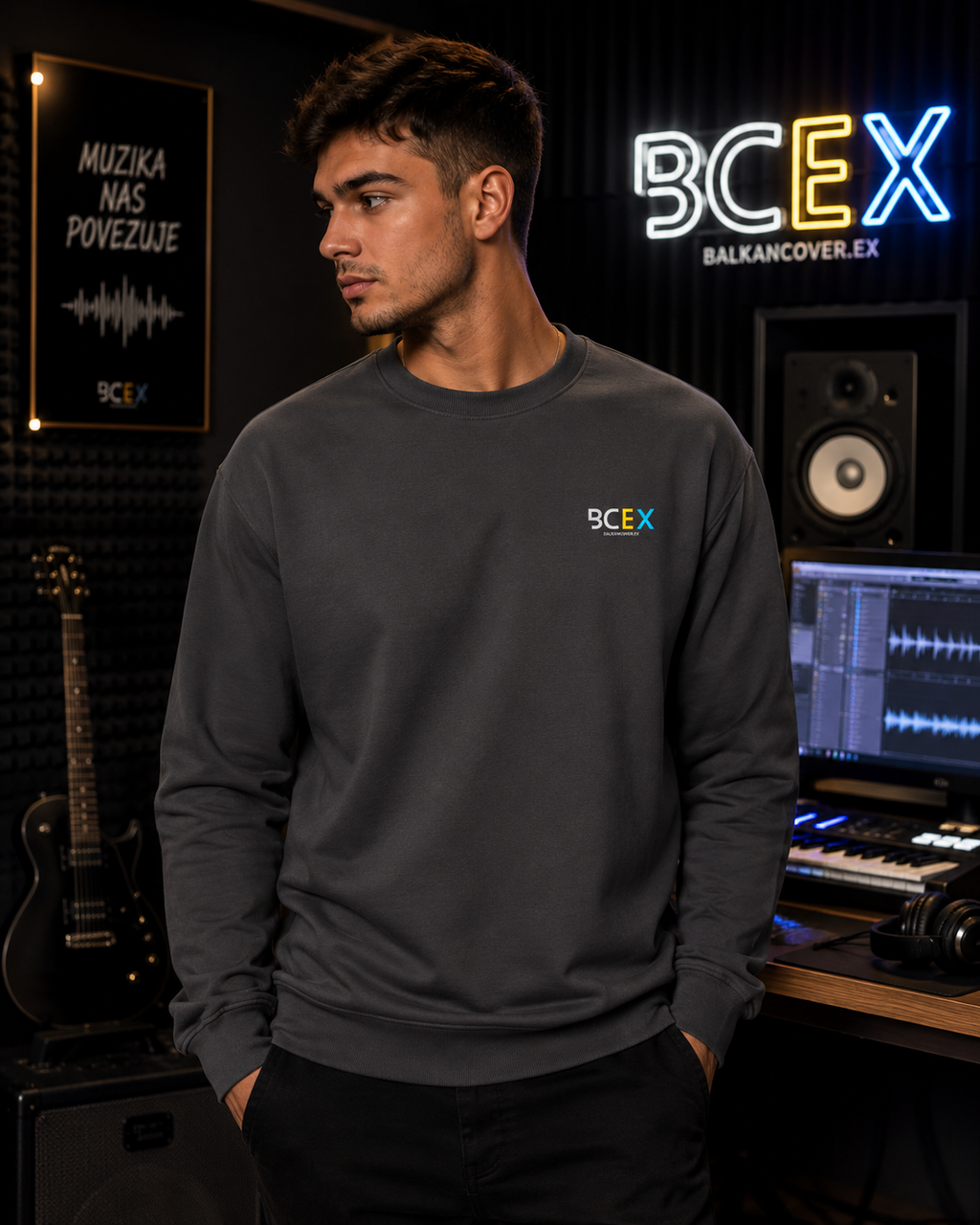 Herren Premium Bio Sweatshirt BCEX | Links Brust