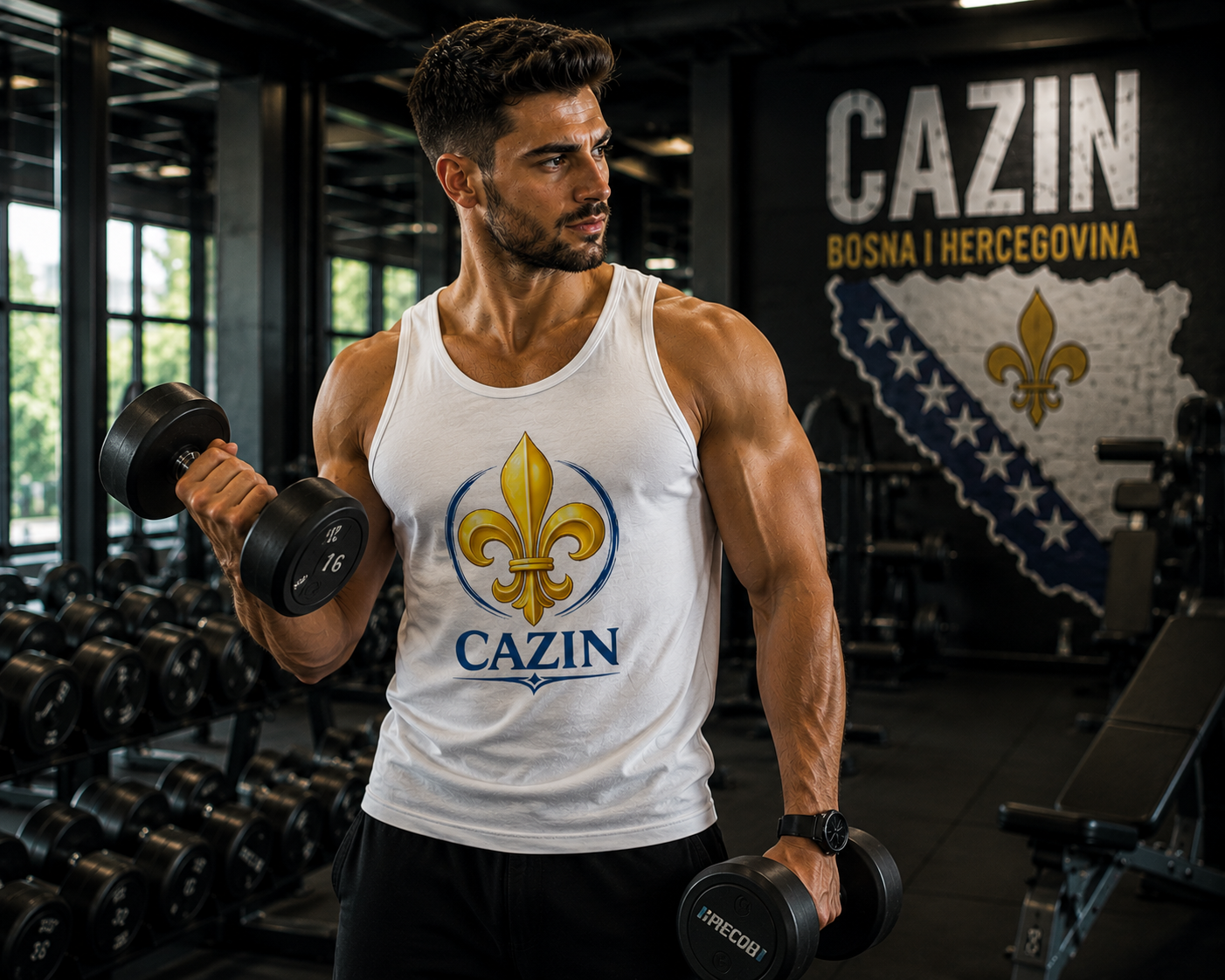 Cazin Tank Top Herren – Bosnien Balkan Shirt für Sommer, Fitness & Freizeit