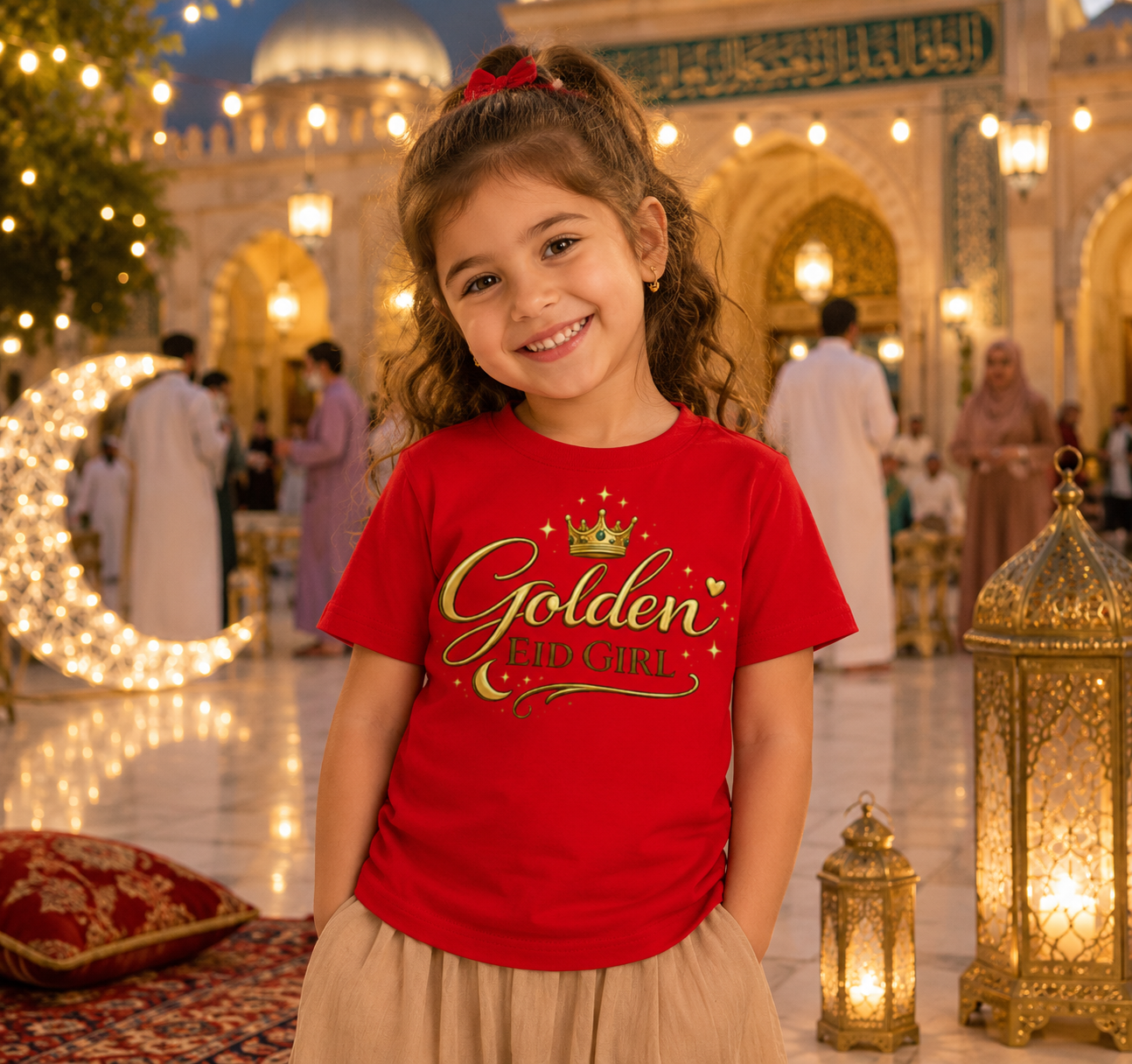 Golden Eid Girl – Kinder Basic T-Shirt | Eid Shirt