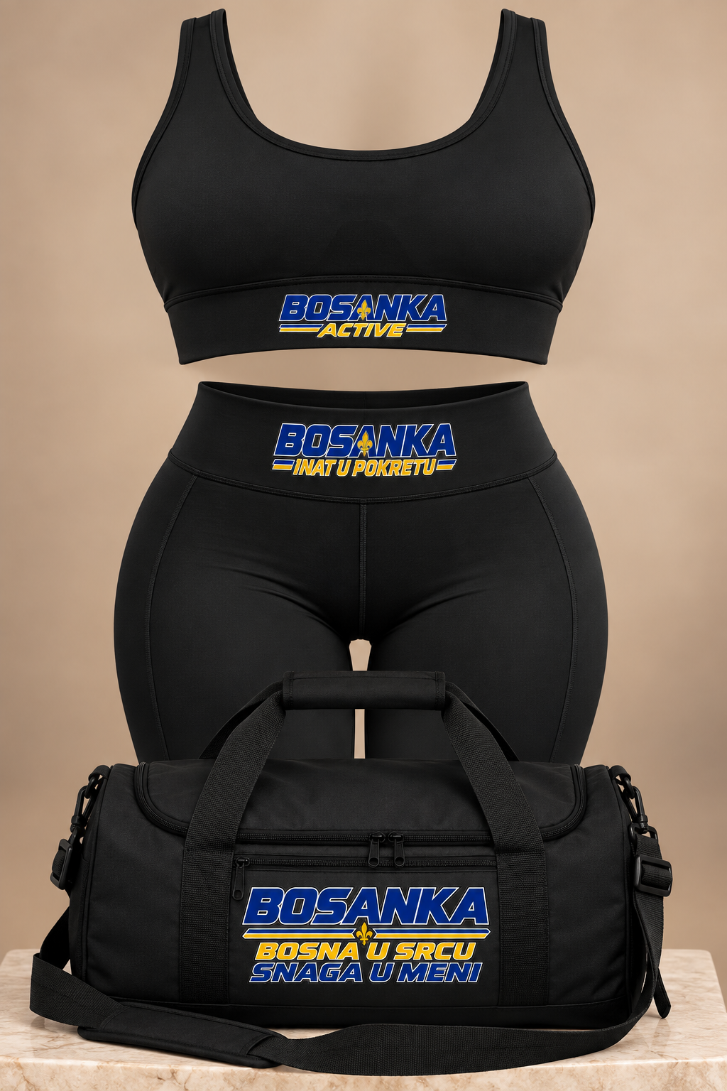 BOSANKA ACTIVE Set – Sport-BH, Leggings & Sporttasche