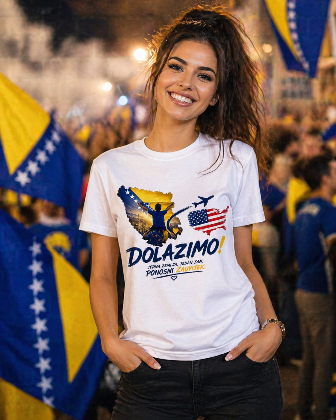 Women's Premium Organic T-Shirt - Dolazi Bosna Ponosna | Front Print